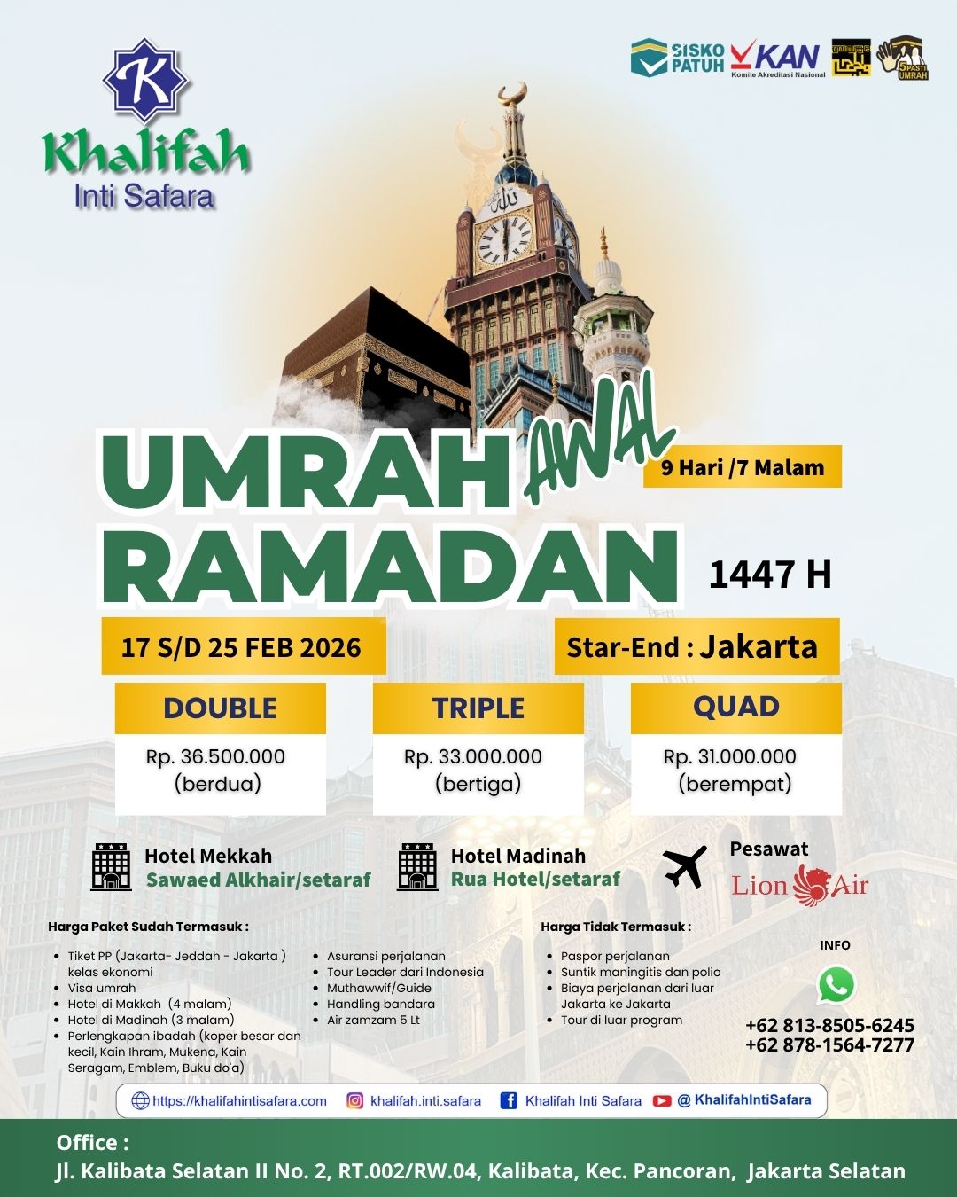Flyer Umroh Ramadan 1447H – Khalifah Inti Safara
